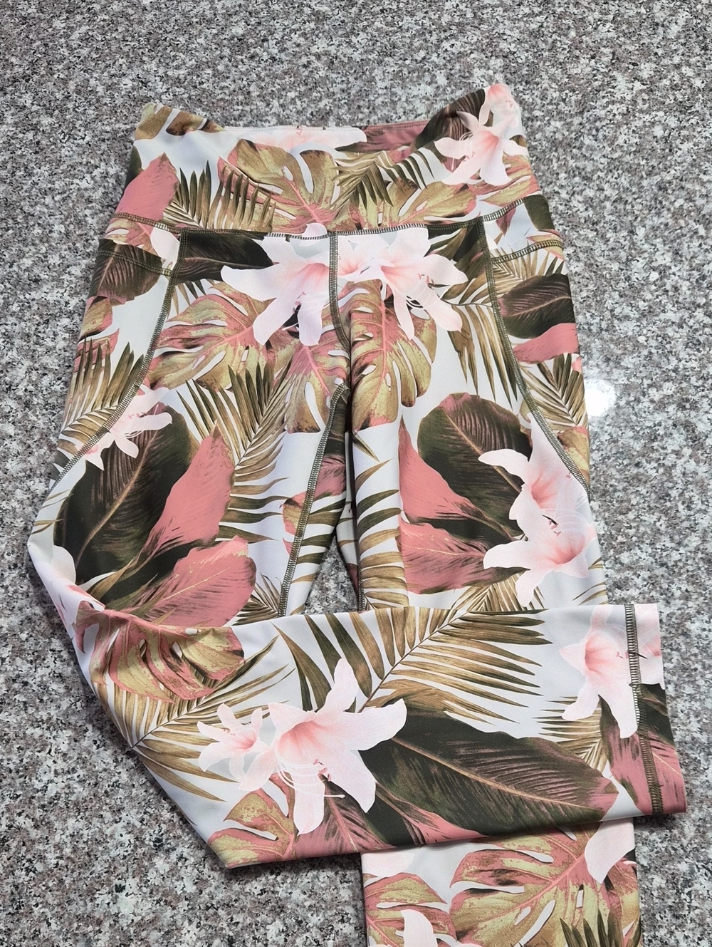 Old Navy Pink & Green Tropical Print Leggings